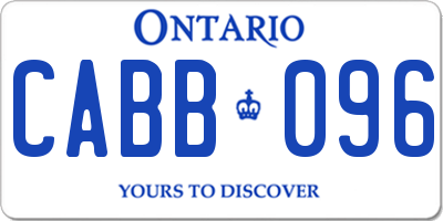 ON license plate CABB096