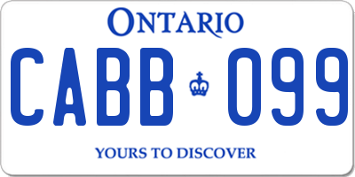 ON license plate CABB099