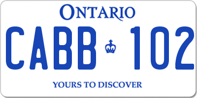 ON license plate CABB102