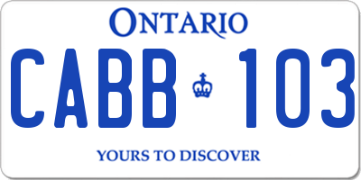 ON license plate CABB103