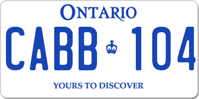 ON license plate CABB104