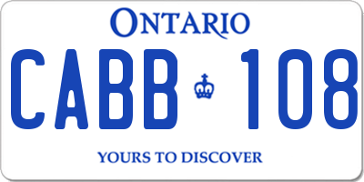 ON license plate CABB108