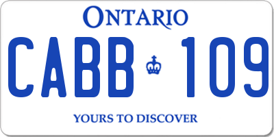 ON license plate CABB109