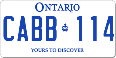 ON license plate CABB114