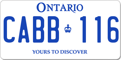 ON license plate CABB116