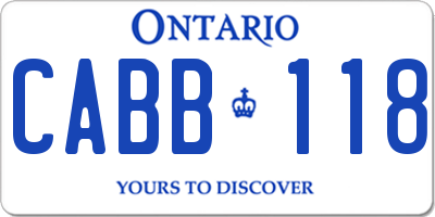 ON license plate CABB118