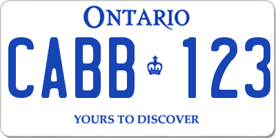 ON license plate CABB123