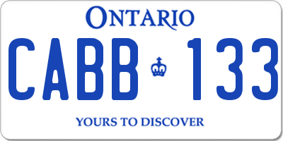 ON license plate CABB133