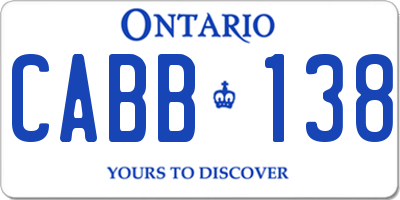 ON license plate CABB138