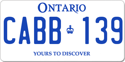 ON license plate CABB139