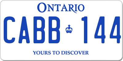 ON license plate CABB144