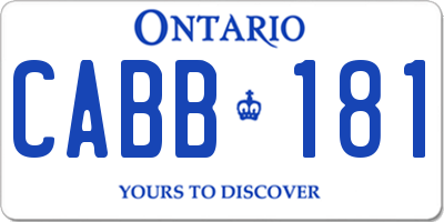 ON license plate CABB181