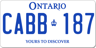 ON license plate CABB187