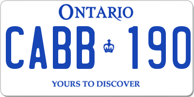 ON license plate CABB190