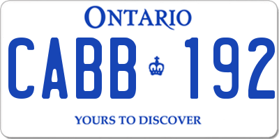 ON license plate CABB192