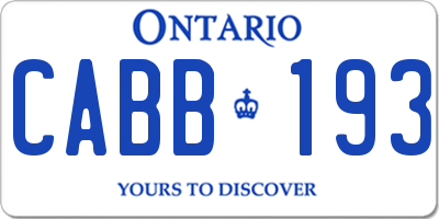 ON license plate CABB193