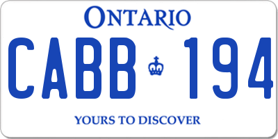 ON license plate CABB194