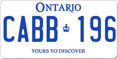 ON license plate CABB196