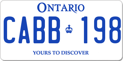 ON license plate CABB198