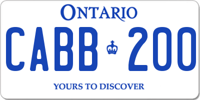 ON license plate CABB200