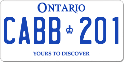 ON license plate CABB201