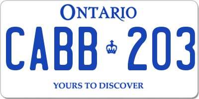 ON license plate CABB203