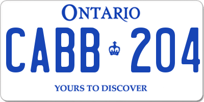 ON license plate CABB204