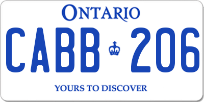 ON license plate CABB206