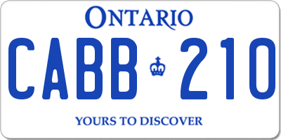 ON license plate CABB210