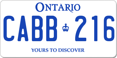 ON license plate CABB216