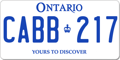 ON license plate CABB217