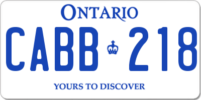 ON license plate CABB218