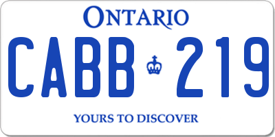 ON license plate CABB219