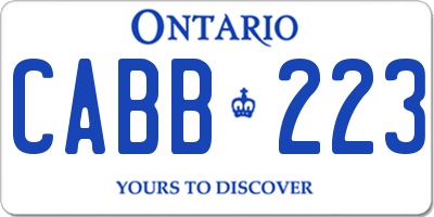 ON license plate CABB223