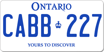 ON license plate CABB227