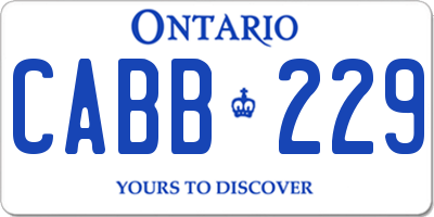 ON license plate CABB229