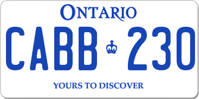 ON license plate CABB230