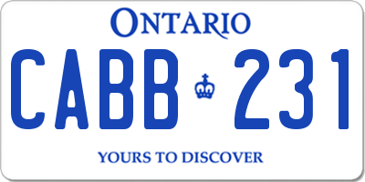 ON license plate CABB231