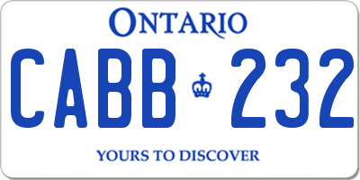 ON license plate CABB232