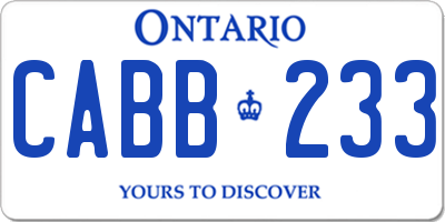 ON license plate CABB233