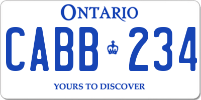 ON license plate CABB234