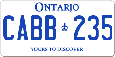 ON license plate CABB235