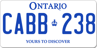 ON license plate CABB238