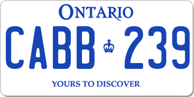 ON license plate CABB239