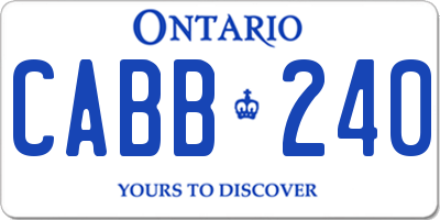 ON license plate CABB240