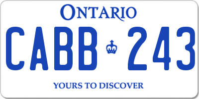 ON license plate CABB243