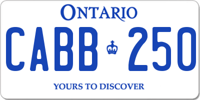 ON license plate CABB250