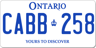 ON license plate CABB258