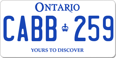 ON license plate CABB259