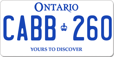 ON license plate CABB260